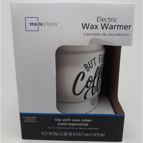 Electric But First Coffee Ceramic Wax Warmer White Brown 3.58 x 4.22 x 5… - Picture 5 of 13